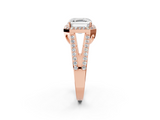 Rose gold Asscher Halo Split Shank Diamond Ring with Four-Prong Setting_25