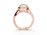 Rose gold Asscher Halo Split Shank Diamond Ring with Four-Prong Setting_26