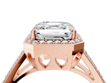 Rose gold Asscher Halo Split Shank Diamond Ring with Four-Prong Setting_27