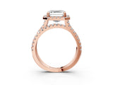 Rose gold Asscher Halo Split Shank Diamond Ring with Pavé Setting 3