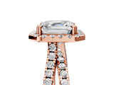 Rose gold Asscher Halo Split Shank Diamond Ring with Pavé Setting 5