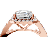 Rose gold Asscher Halo Split Shank Diamond Ring with Prong Setting_10