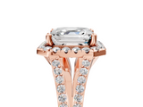 Rose gold Asscher Halo Split Shank Diamond Ring with Prong Setting_11