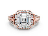 Rose gold Asscher Halo Split Shank Diamond Ring with Prong Setting_6