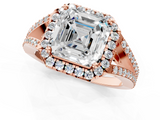 Rose gold Asscher Halo Split Shank Diamond Ring with Prong Setting_7