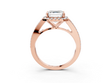 Rose gold Asscher Halo Split Shank Diamond Ring with Prong Setting_9