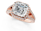 Rose gold Asscher Halo Split Shank Pave Diamond Ring with Four-Prong Setting_51