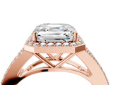 Rose gold Asscher Halo Split Shank Pave Diamond Ring with Four-Prong Setting_54