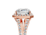 Rose gold Asscher Halo Split Shank Pave Diamond Ring with Four-Prong Setting_55