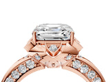 Rose gold Asscher Halo Split Shank Pave Diamond Ring with Petal Prong Setting_24