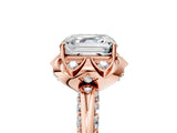 Rose gold Asscher Halo Split Shank Pave Diamond Ring with Petal Prong Setting_25