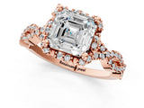 Rose gold Asscher Halo Twist Band Solitaire Ring with Six-Prong Setting_34