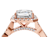 Rose gold Asscher Halo Twist Band Solitaire Ring_10
