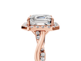 Rose gold Asscher Halo Twist Band Solitaire Ring_11