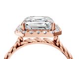 Rose gold Asscher Halo Twisted Band Four-Prong Diamond Ring_10