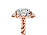 Rose gold Asscher Halo Twisted Band Four-Prong Diamond Ring_11