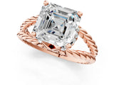 Rose gold Asscher Halo Twisted Band Four-Prong Ring_34