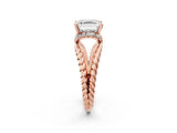 Rose gold Asscher Halo Twisted Band Four-Prong Ring_35