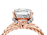Rose gold Asscher Halo Twisted Band Four-Prong Ring_37