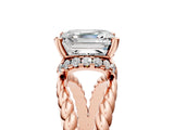 Rose gold Asscher Halo Twisted Band Four-Prong Ring_38