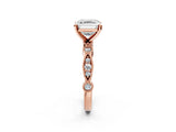 Rose gold Asscher Milgrain Bezel Diamond Engagement Ring with Solitaire Prong Setting_37