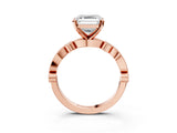 Rose gold Asscher Milgrain Bezel Diamond Engagement Ring with Solitaire Prong Setting_38