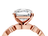 Rose gold Asscher Milgrain Bezel Diamond Engagement Ring with Solitaire Prong Setting_39