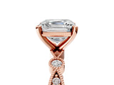 Rose gold Asscher Milgrain Bezel Diamond Engagement Ring with Solitaire Prong Setting_40