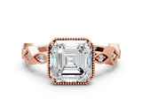 Rose gold Asscher Milgrain Marquise Diamond Twist Band Ring_33