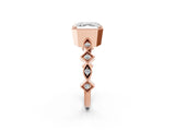 Rose gold Asscher Milgrain Marquise Diamond Twist Band Ring_35