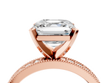 Rose gold Asscher Milgrain Pave Diamond Engagement Ring with Four-Prong Setting_10