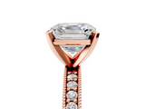 Rose gold Asscher Milgrain Pave Diamond Engagement Ring with Four-Prong Setting_11