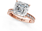 Rose gold Asscher Milgrain Pave Diamond Engagement Ring with Four-Prong Setting_7