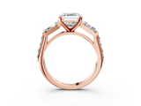 Rose gold Asscher Solitaire Baguette Side Stone Channel Set Engagement Ring_10