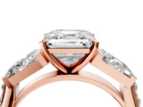 Rose gold Asscher Solitaire Baguette Side Stone Channel Set Engagement Ring_11