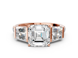 Rose gold Asscher Solitaire Baguette Side Stone Channel Set Engagement Ring_7