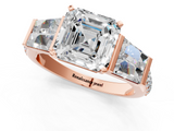 Rose gold Asscher Solitaire Baguette Side Stone Channel Set Engagement Ring_8
