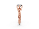 Rose gold Asscher Solitaire Beaded Band Six-Prong Setting_10