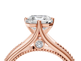 Rose gold Asscher Solitaire Beaded Band Six-Prong Setting_12