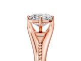 Rose gold Asscher Solitaire Beaded Band Six-Prong Setting_13