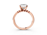 Rose gold Asscher Solitaire Beaded Band with Four-Prong Setting_10