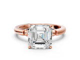 Rose gold Asscher Solitaire Beaded Band with Four-Prong Setting_7