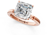 Rose gold Asscher Solitaire Beaded Band with Four-Prong Setting_8