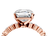 Rose gold Asscher Solitaire Bezel Accent Diamond Engagement Ring with Beaded Band and Four-Prong Setting_11