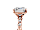 Rose gold Asscher Solitaire Bezel Accent Diamond Engagement Ring with Beaded Band and Four-Prong Setting_12