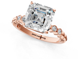 Rose gold Asscher Solitaire Bezel Accent Diamond Engagement Ring with Beaded Band and Four-Prong Setting_8