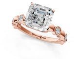 Rose gold Asscher Solitaire Bezel-Set Diamond Ring with Beaded Band and Four-Prong Setting_52