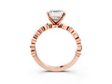 Rose gold Asscher Solitaire Bezel-Set Diamond Ring with Beaded Band and Four-Prong Setting_54