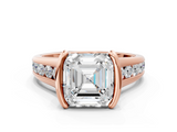 Rose gold Asscher Solitaire Bezel-Set Diamond Ring with Channel-Set Band_18