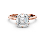 Rose gold Asscher Solitaire Cathedral Diamond Ring with Six-Prong Setting_23
